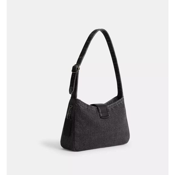 NWT Coach CAK45 Eliza Shoulder Bag In Signature Denim Washed Grey - Picture 7 of 8